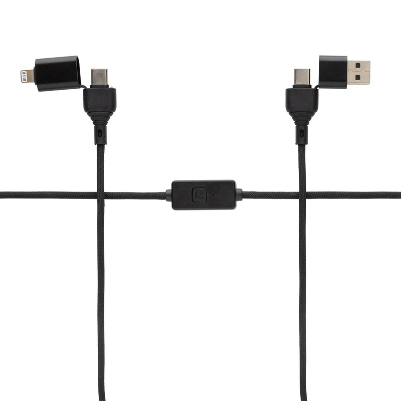 Load image into Gallery viewer, XD Collection Datalock RCS recycled 60W hacking protection cable for phones and tablets, shown with USB-C connector and cable details.