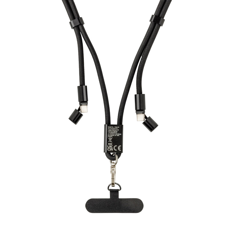 Load image into Gallery viewer, XD Collection LoopAmp RCS RPET adjustable phone cord with 60W cable for fast charging and data transfer, compatible with phones and tablets.