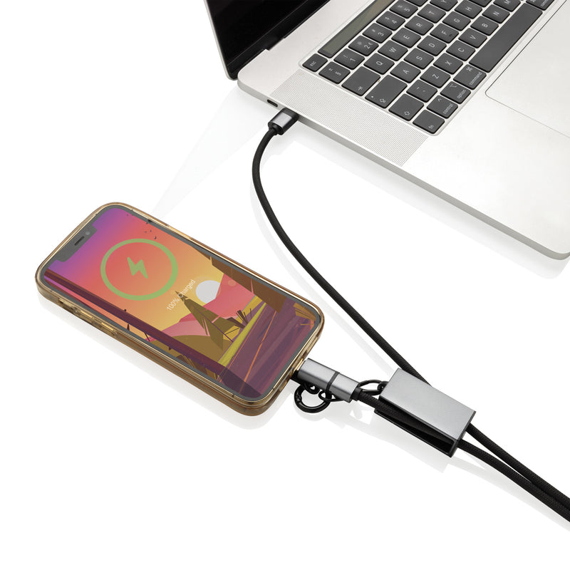 Load image into Gallery viewer, XD Xclusive Terra RCS recycled PET phone and tablet charging cable with dual 60W power for fast device charging.