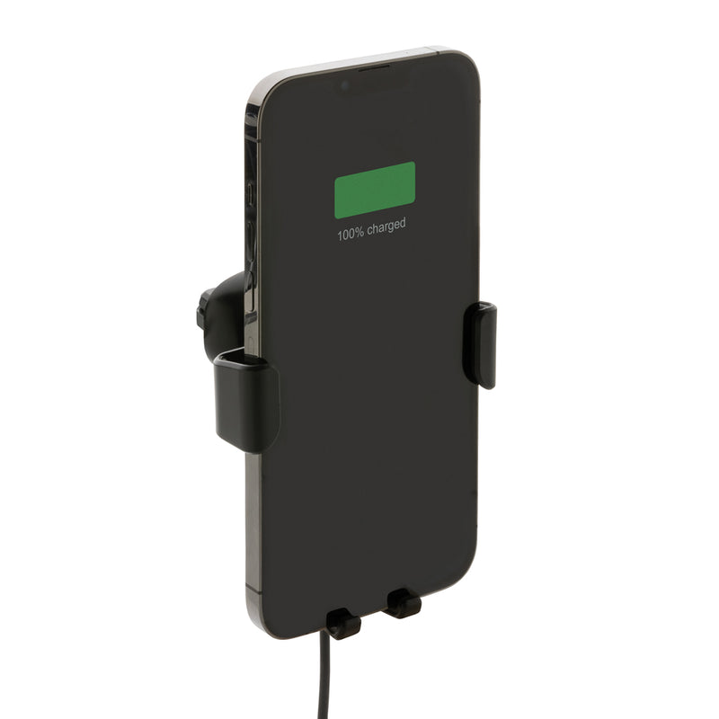 Load image into Gallery viewer, XD Collection RCS recycled plastic 10W wireless car phone holder with charging pad and adjustable grip for smartphones.