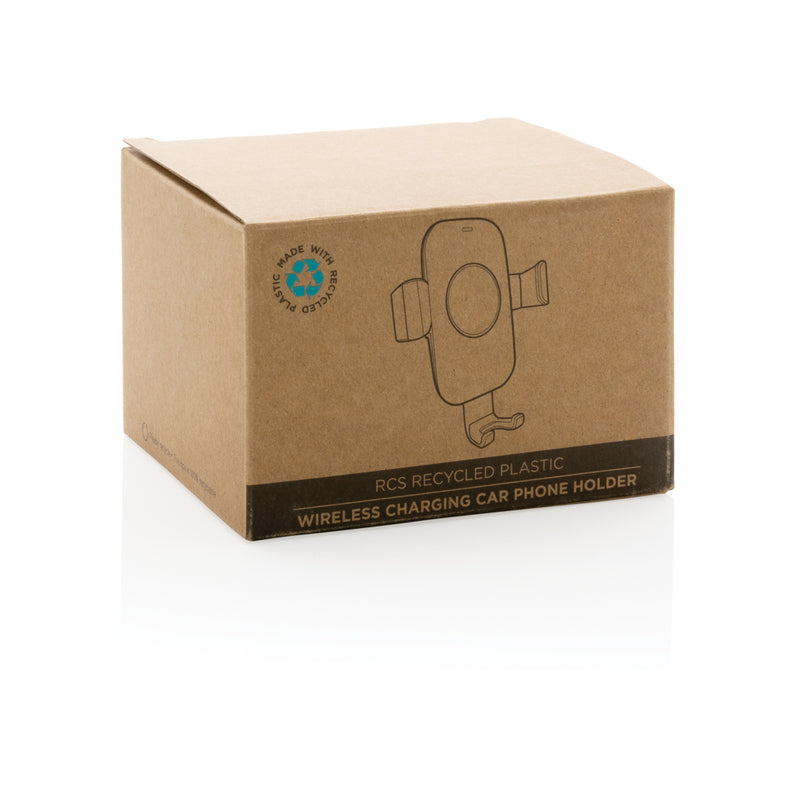 Load image into Gallery viewer, XD Collection RCS recycled plastic 10W wireless charging car holder holding a smartphone in a vehicle mount.