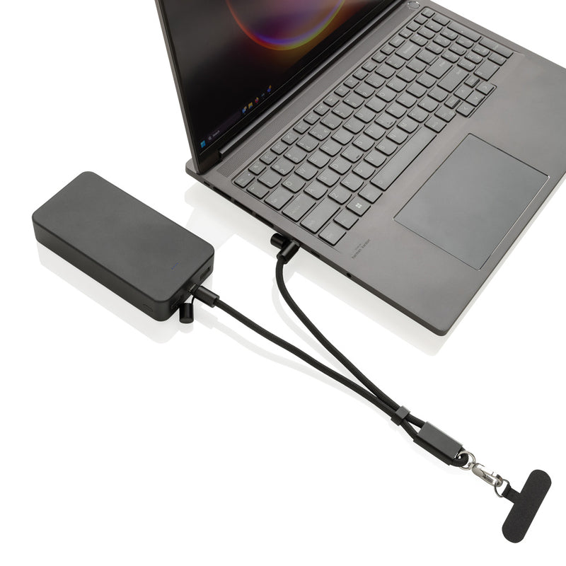 Load image into Gallery viewer, XD Collection phone wrist strap with 60W charging cable, accessory for phones and tablets, shown with the cable attached.