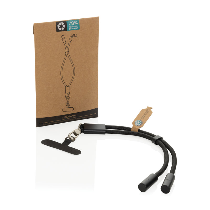 Load image into Gallery viewer, XD Collection phone wrist strap with 60W cable for fast charging, designed for phones and tablets, shown with cable and strap details.