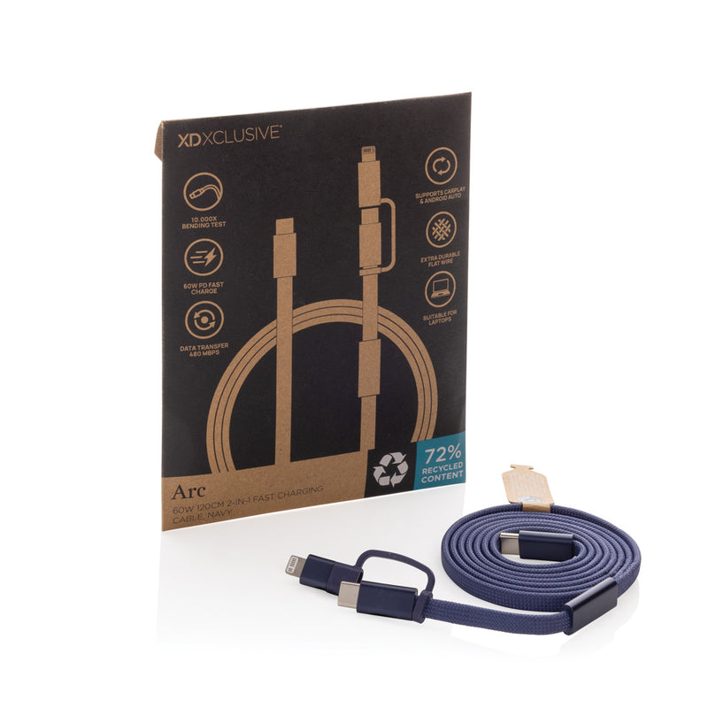 Load image into Gallery viewer, Arc RCS 60W 120 cm 2-in-1 fast charging cable - Custom Wood Designs