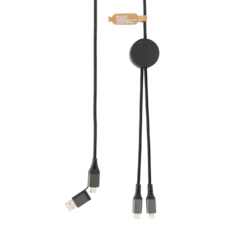 Load image into Gallery viewer, XD Xclusive Terra RCS recycled PET 3-meter 4-in-1 phone and tablet cable with multiple connectors, eco-friendly design, and durable build.