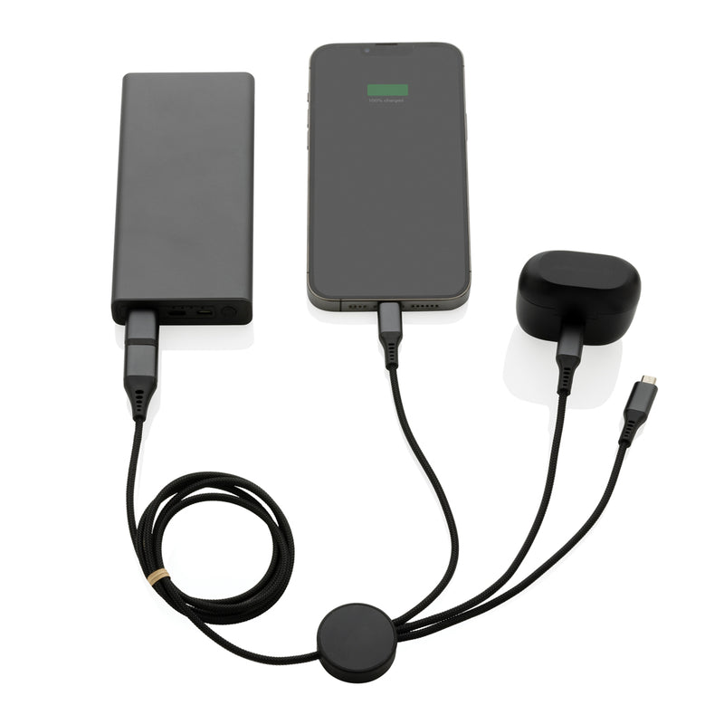 Load image into Gallery viewer, XD Xclusive Terra RCS recycled aluminium 120cm 6-in-1 phone and tablet cable with multiple connectors for versatile device charging.