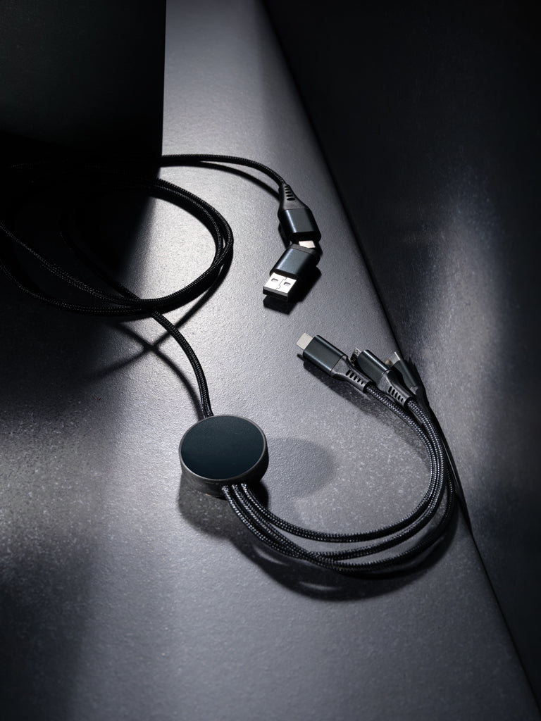 Load image into Gallery viewer, XD Xclusive Terra RCS recycled aluminium 120cm 6-in-1 phone and tablet charging cable with multiple connectors and durable design.