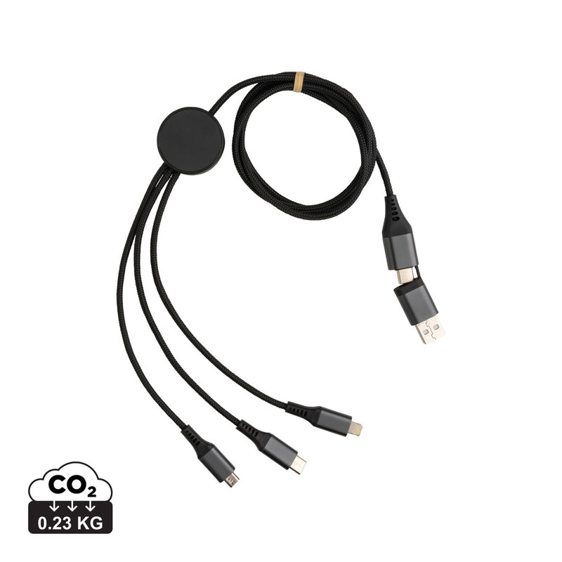 Load image into Gallery viewer, XD Xclusive Terra RCS recycled aluminium 120cm 6-in-1 phone and tablet cable showing multiple connectors on a white background.