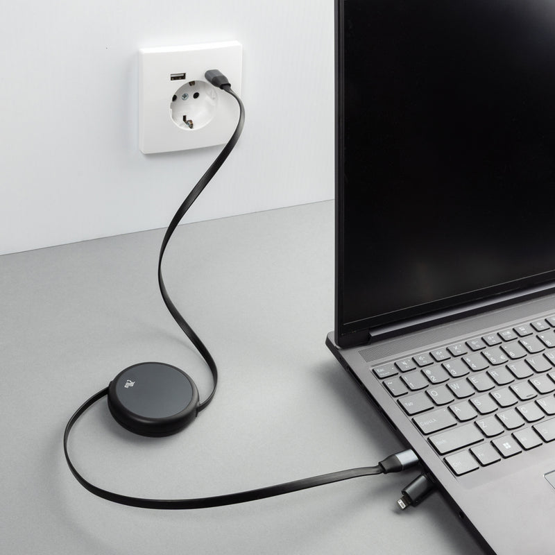 Load image into Gallery viewer, XD Xclusive Terra RCS recycled aluminium 2-in-1 retractable cable for phone and tablet charging and data transfer.