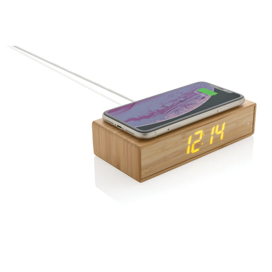 Bamboo alarm clock with 5W wireless charger - Custom Wood Designs