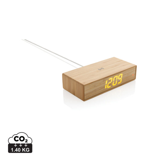 Bamboo alarm clock with 5W wireless charger - Custom Wood Designs