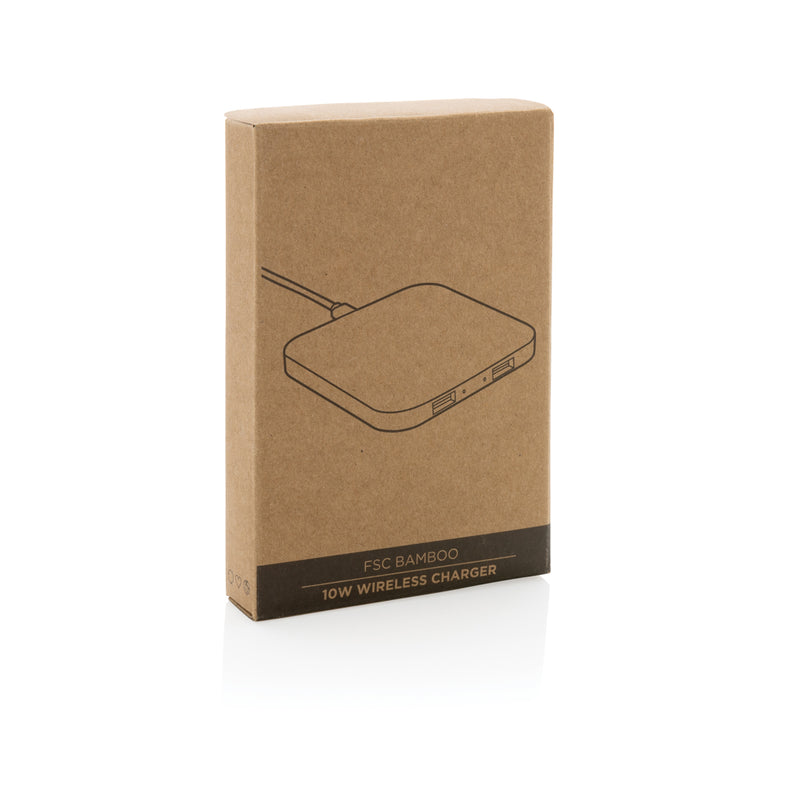 Load image into Gallery viewer, Bamboo 10W wireless charger with USB - Custom Wood Designs