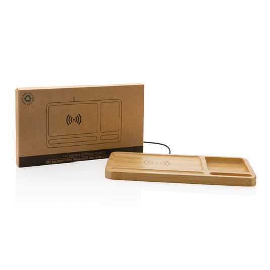 Bamboo desk organiser 10W wireless charger - Custom Wood Designs