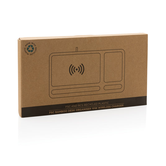 Bamboo desk organiser 10W wireless charger - Custom Wood Designs