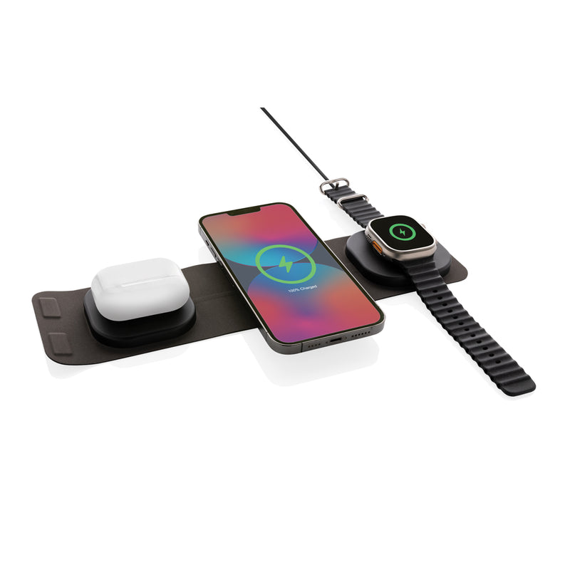 Load image into Gallery viewer, Swiss Peak RCS rplastic 3-in-1 wireless 15W travel charger - Custom Wood Designs