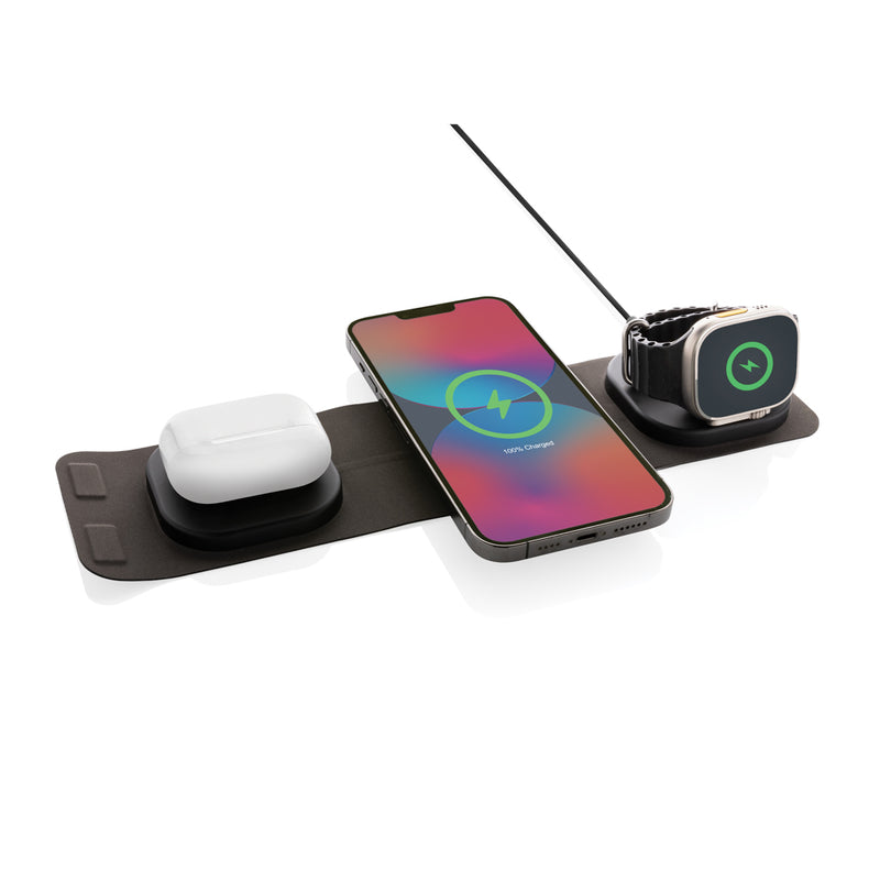 Load image into Gallery viewer, Swiss Peak RCS rplastic 3-in-1 wireless 15W travel charger - Custom Wood Designs