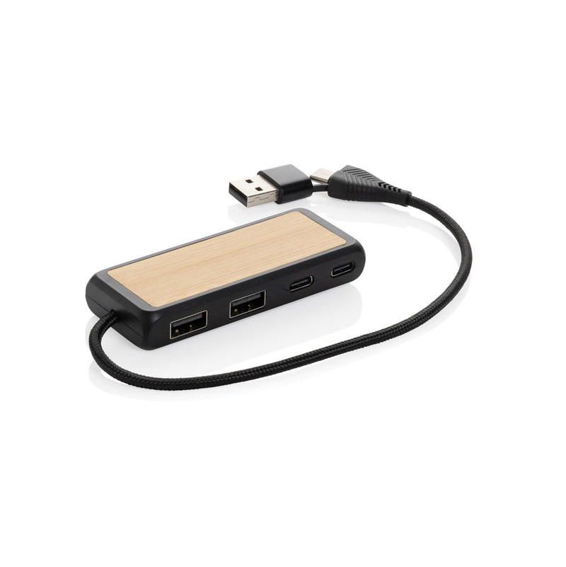 Load image into Gallery viewer, Link RCS recycled plastic and bamboo dual Input USB hub - Custom Wood Designs