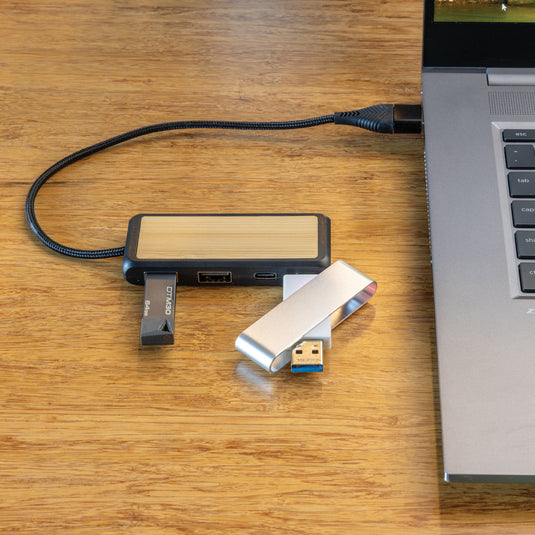 Link RCS recycled plastic and bamboo dual Input USB hub - Custom Wood Designs