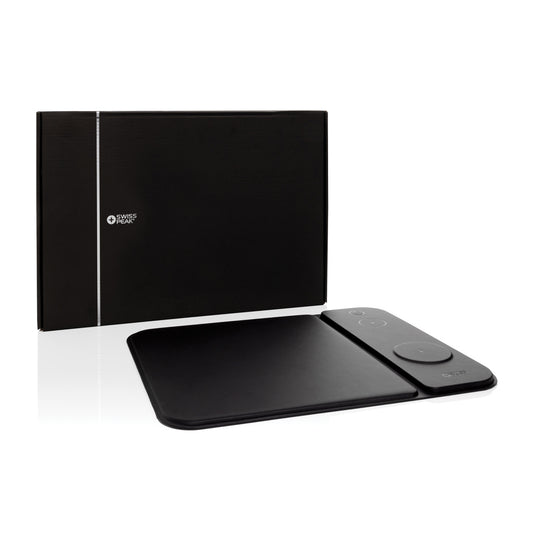 Swiss peak RCS recycled PU 15W 3 in 1 charging mousepad - Custom Wood Designs