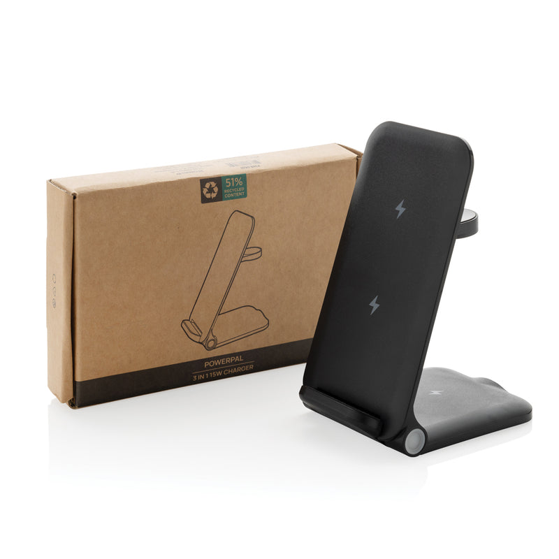 Load image into Gallery viewer, Powerpal 3 in 1 RCS recycled plastic 15W charger - Custom Wood Designs