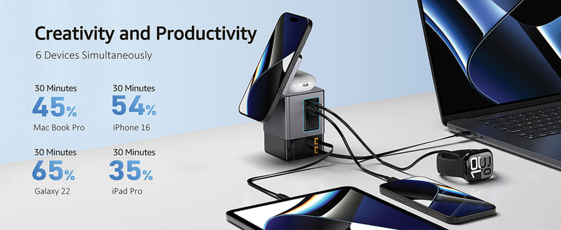 Load image into Gallery viewer, Urban Vitamin Sacramento 105W GAN charger+retractable cables - Custom Wood Designs Urban Vitamin Sacramento 105W GAN charger+retractable cables