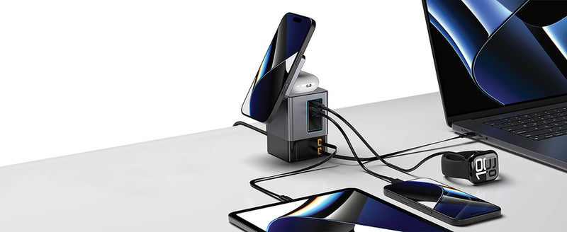 Load image into Gallery viewer, Urban Vitamin Sacramento 105W GAN charger+retractable cables - Custom Wood Designs Urban Vitamin Sacramento 105W GAN charger+retractable cables