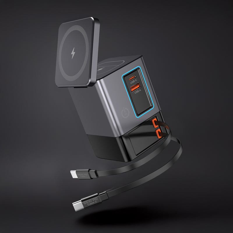 Load image into Gallery viewer, Urban Vitamin Sacramento 105W GAN charger+retractable cables - Custom Wood Designs Urban Vitamin Sacramento 105W GAN charger+retractable cables