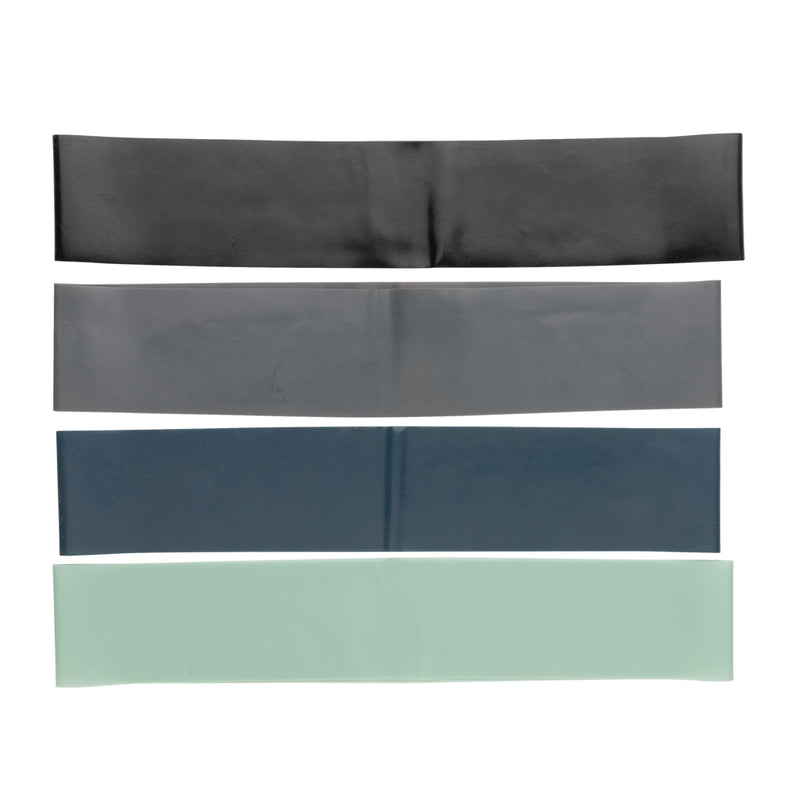 Load image into Gallery viewer, Set of four elastic fitness bands in a pouch from XD Collection, ideal for workout and strength training.