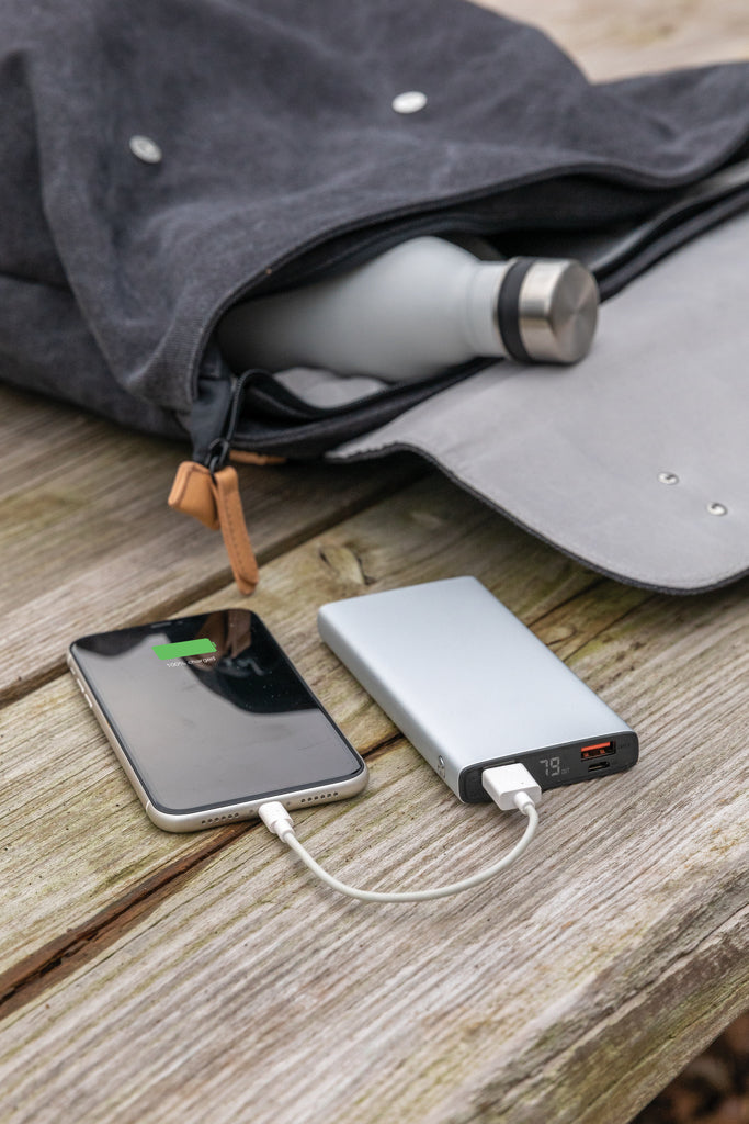 Load image into Gallery viewer, Aluminium XD Collection 18W 10,000mAh PD powerbank with USB ports for phone and tablet charging, sleek and portable design