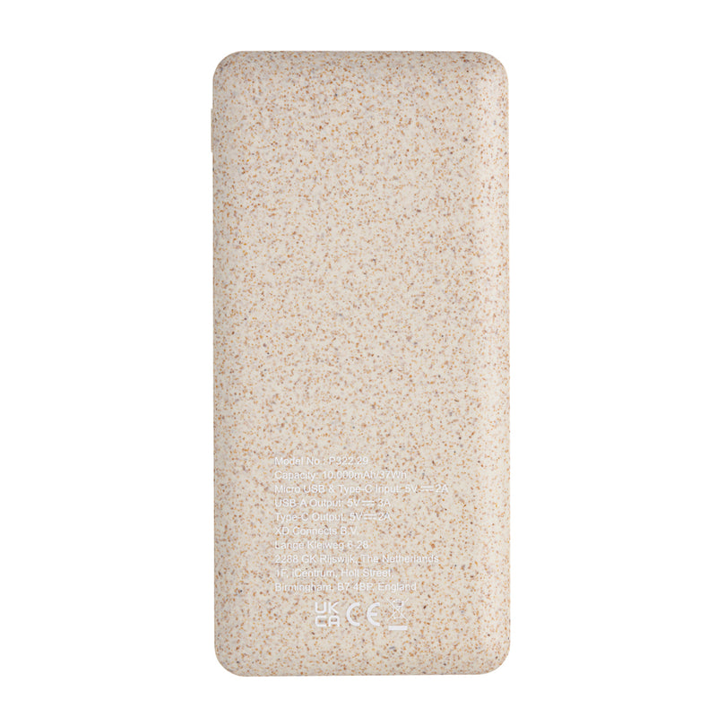Load image into Gallery viewer, XD Collection 10,000mAh wheat straw powerbank for phones and tablets, eco-friendly portable charging accessory with multiple ports.