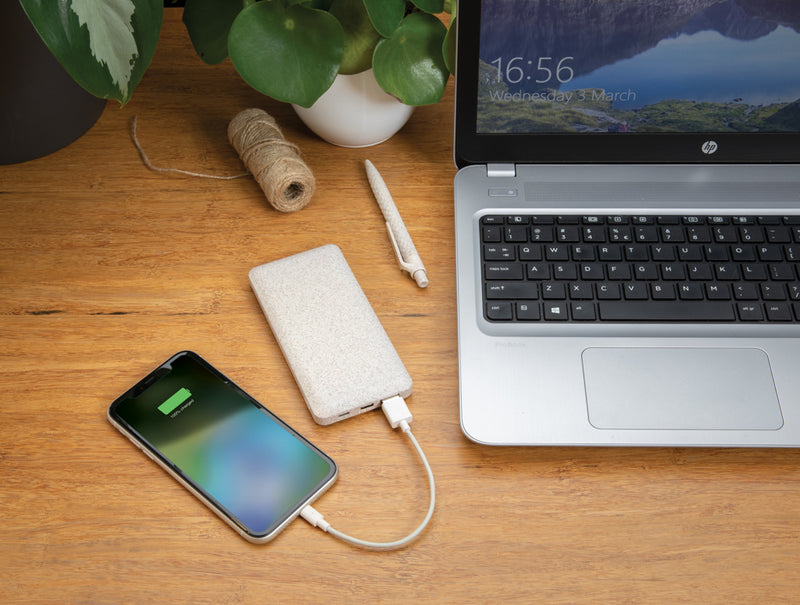 Load image into Gallery viewer, XD Collection 10,000mAh wheat straw powerbank for phones and tablets, eco-friendly portable charging device, compact design.