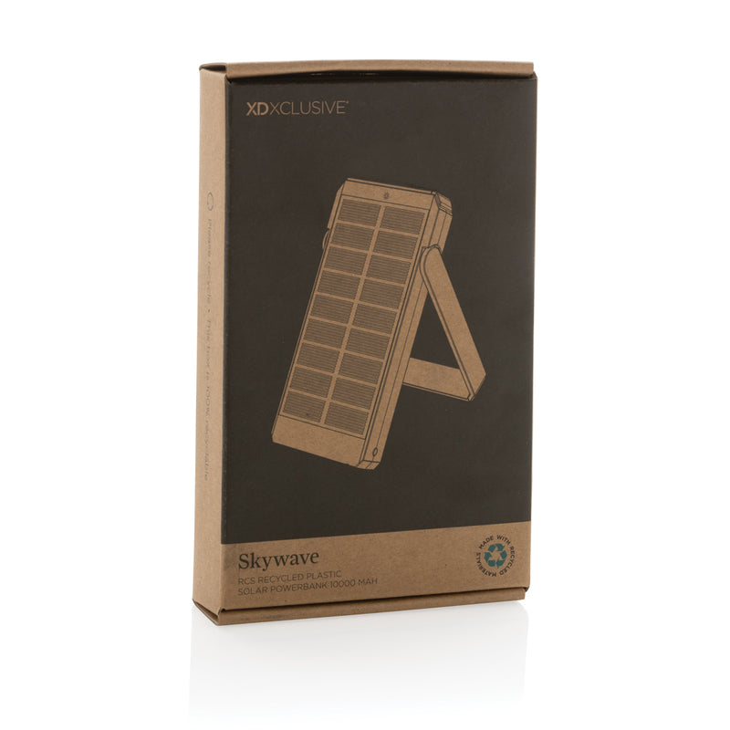 Load image into Gallery viewer, Skywave RCS recycled plastic solar powerbank 10000mAh from XD Xclusive, showing the portable phone and tablet charging device.