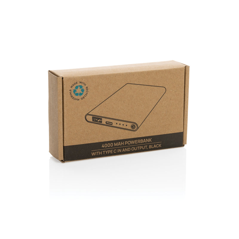 Load image into Gallery viewer, XD Collection recycled plastic and aluminum 4000mAh power bank with USB Type-C for phones and tablets.