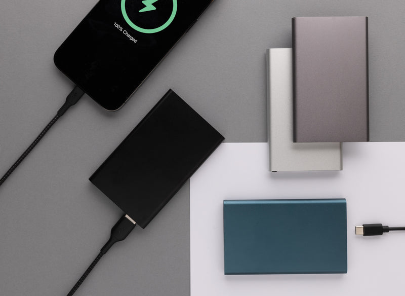 Load image into Gallery viewer, XD Collection RCS recycled plastic and aluminum 4000mAh power bank with Type-C port, designed for phone and tablet charging.