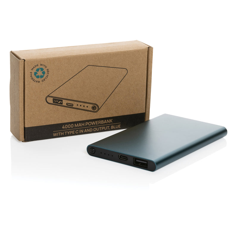 Load image into Gallery viewer, XD Collection recycled plastic and aluminum 4000mAh powerbank with Type C port, suitable for phones and tablets.