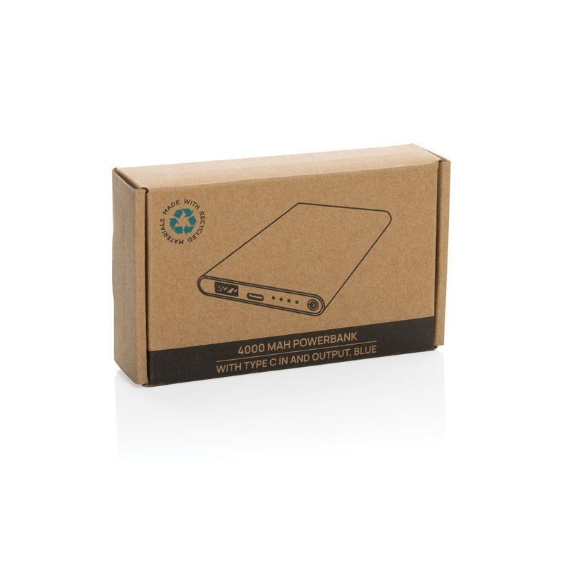 Load image into Gallery viewer, XD Collection recycled plastic and aluminum 4000mAh powerbank with Type-C port for phone and tablet charging.