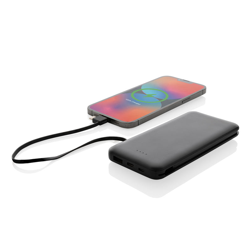 Load image into Gallery viewer, Lockhart RCS recycled plastic 10,000 mAh power bank with integrated cables, XD Collection phone and tablet accessory.