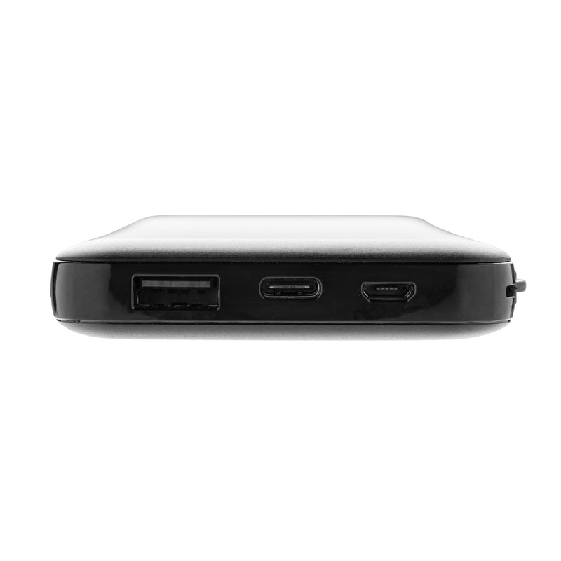Load image into Gallery viewer, Lockhart RCS recycled plastic 10,000mAh power bank with integrated cables, designed for phones and tablets, by XD Collection.