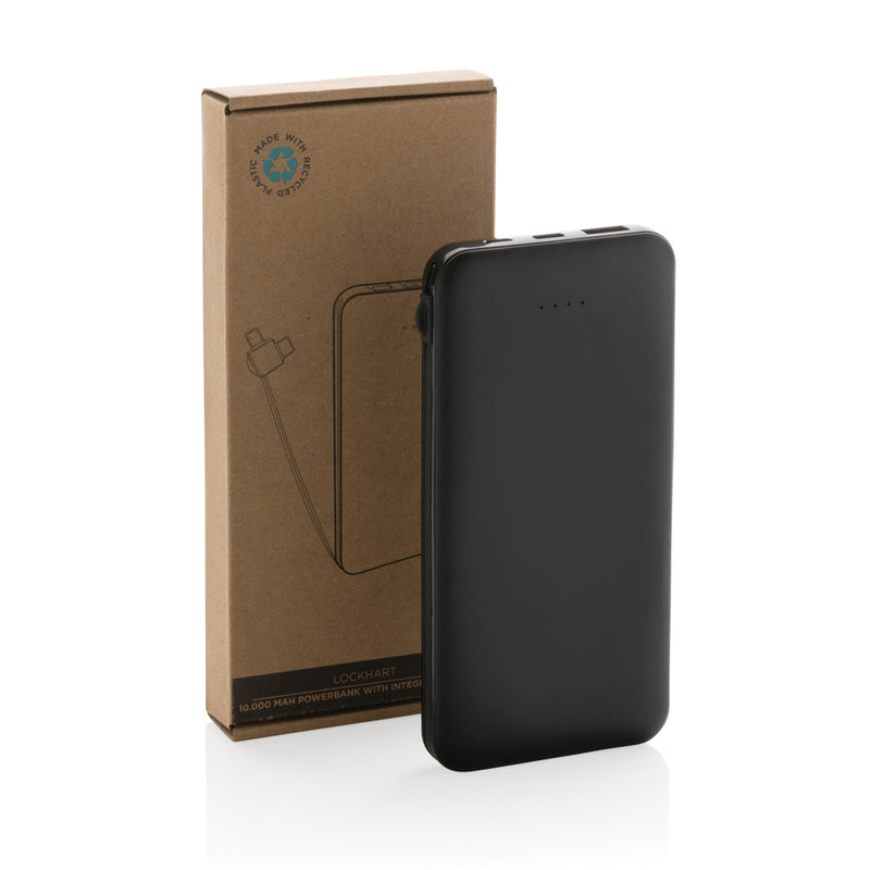 Load image into Gallery viewer, Lockhart RCS recycled plastic 10,000mAh power bank with integrated cables, XD Collection phone and tablet accessory.