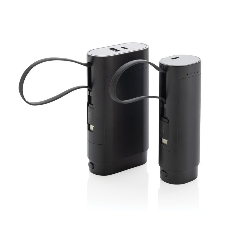 Load image into Gallery viewer, XD Collection CycleCell 5000mAh removable powerbank for phones and tablets, shown with battery and charging port.