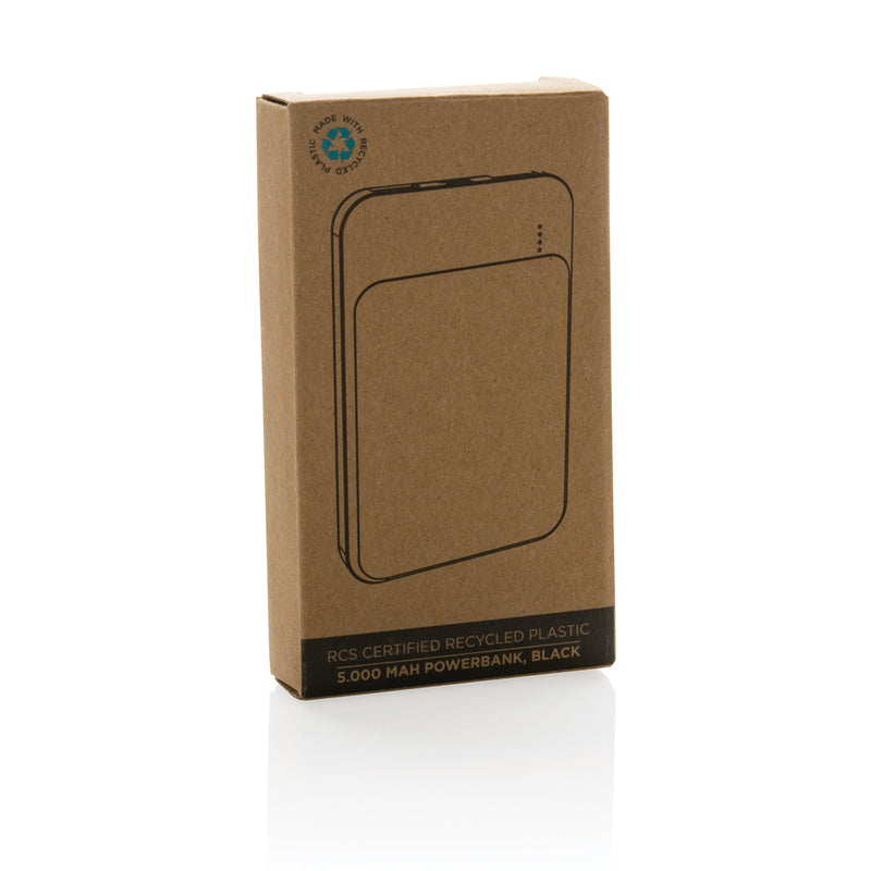 Load image into Gallery viewer, XD Collection recycled plastic 5,000 mAh powerbank for phones and tablets, with USB ports and compact design.