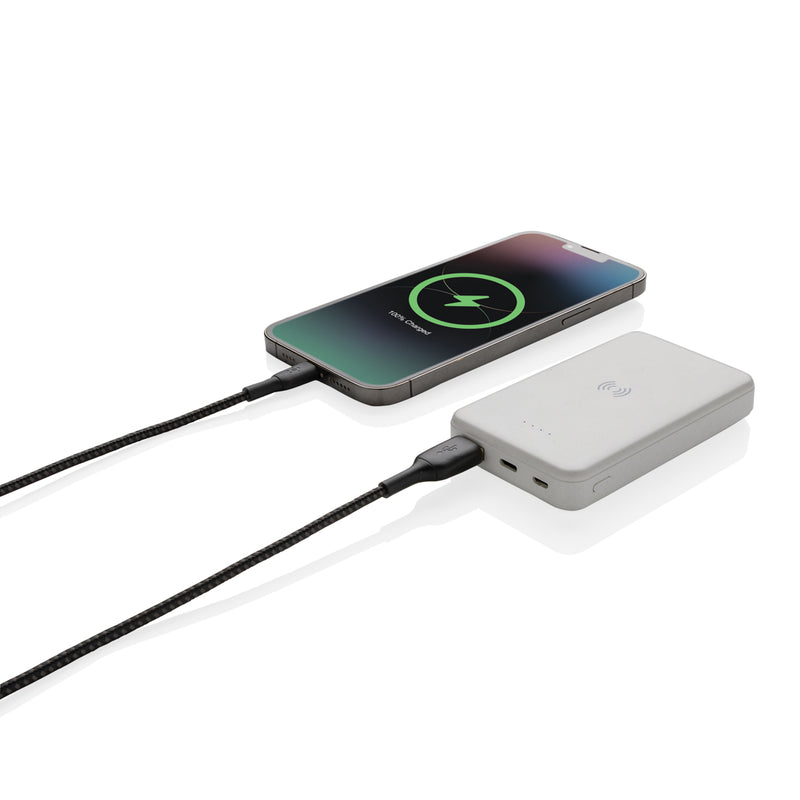 Load image into Gallery viewer, XD Collection RCS recycled plastic 5,000 mAh wireless powerbank for phones and tablets, with 5W charging, in a sleek design.