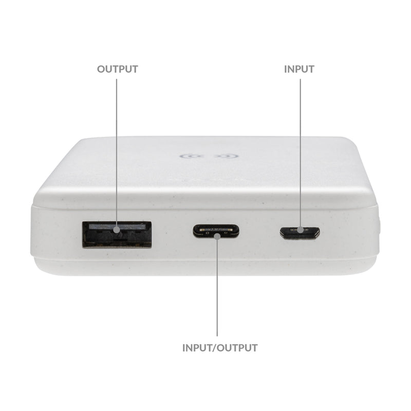 Load image into Gallery viewer, XD Collection RCS recycled plastic 5,000mAh wireless powerbank for phones and tablets, 5W charging, eco-friendly design.