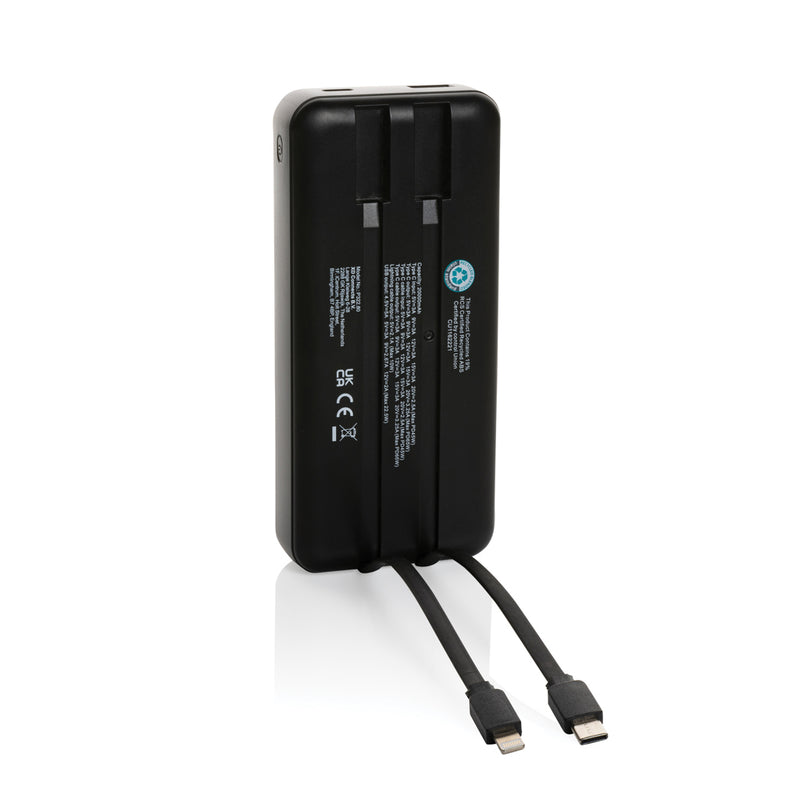 Load image into Gallery viewer, XD Collection Gridley RCS plastic 20000mAh 65W laptop power bank with USB ports for phone and tablet charging.
