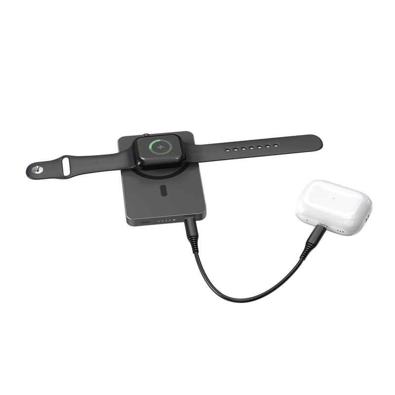 Load image into Gallery viewer, Urban Vitamin Marin 5000mAh magnetic wireless powerbank for phone and tablet accessories, with 15W charging, in black.
