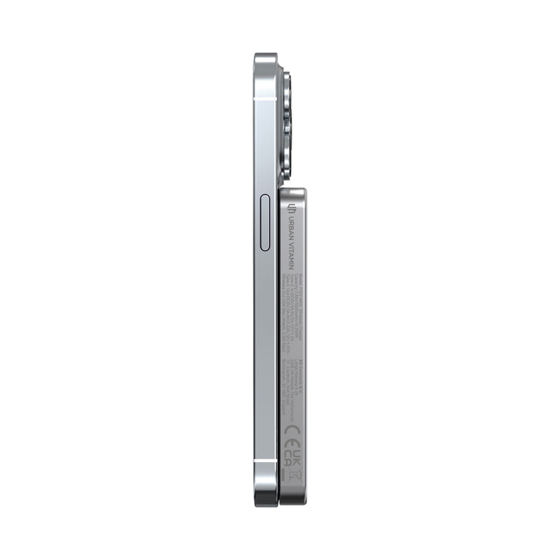 Load image into Gallery viewer, Urban Vitamin Marin 5000mAh magnetic wireless powerbank for phones and tablets, featuring 15W fast charging and sleek design.