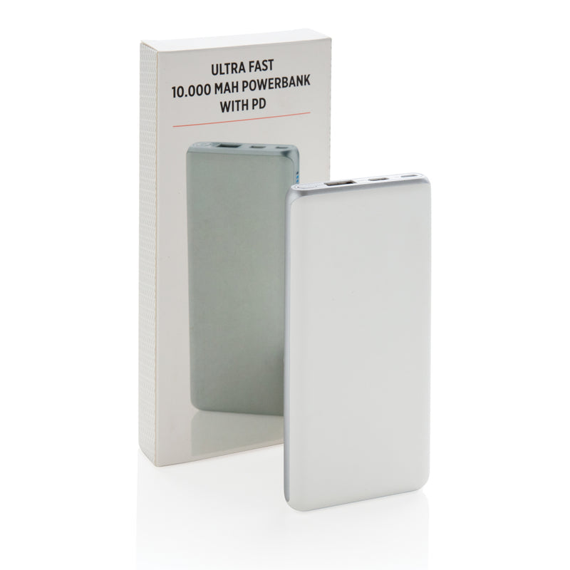 Load image into Gallery viewer, XD Collection 10,000 mAh powerbank with PD fast charging for phones and tablets, compact portable power source.