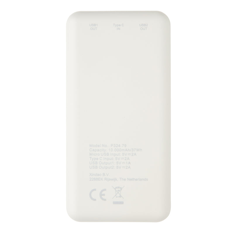 Load image into Gallery viewer, XD Collection high density 10,000 mAh pocket powerbank for phones and tablets, portable USB charger in a compact design.