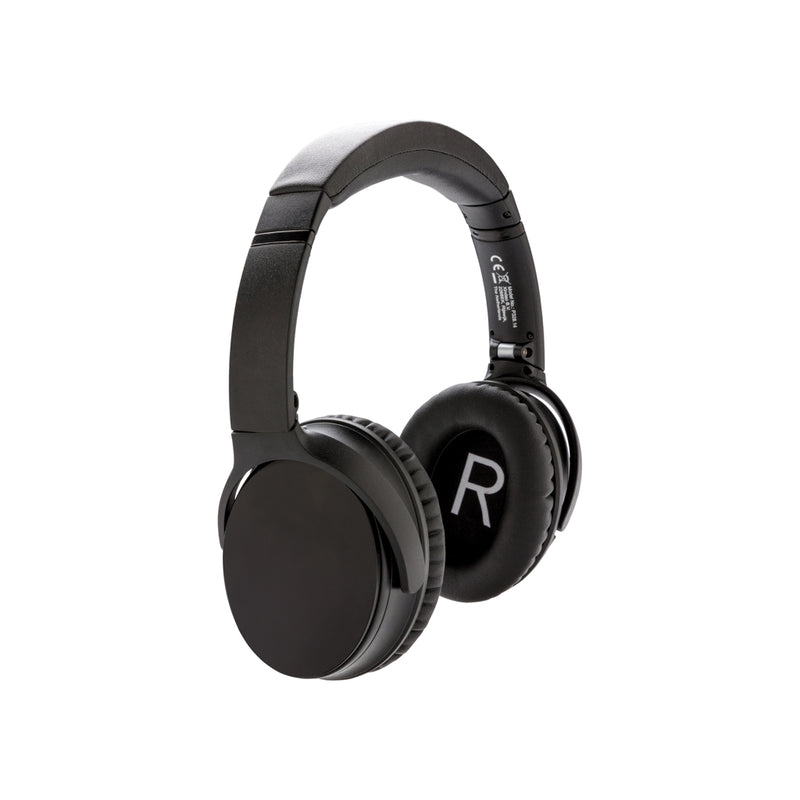 Load image into Gallery viewer, Swiss Peak ANC headphone in black, showing over-ear design with padded ear cups and sleek audio branding.