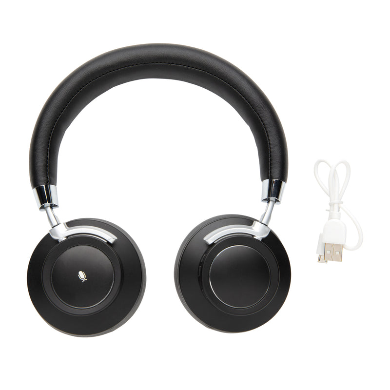 Load image into Gallery viewer, XD Xclusive Aria Wireless Comfort Headphones in black with cushioned ear cups and adjustable headband, designed for premium audio comfort.